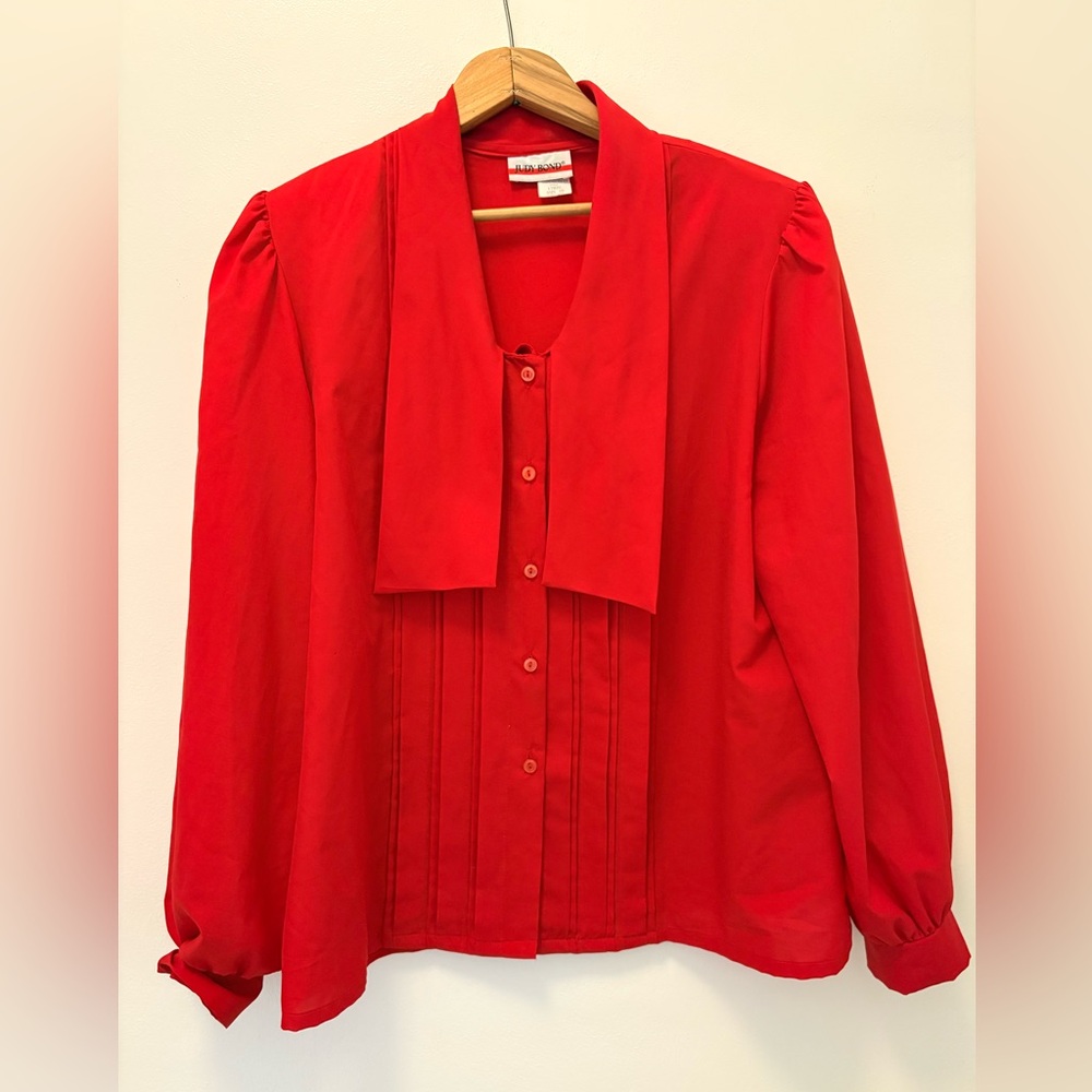 Vintage Judy Bond Red Button-Up Blouse Style 17820 Size 16